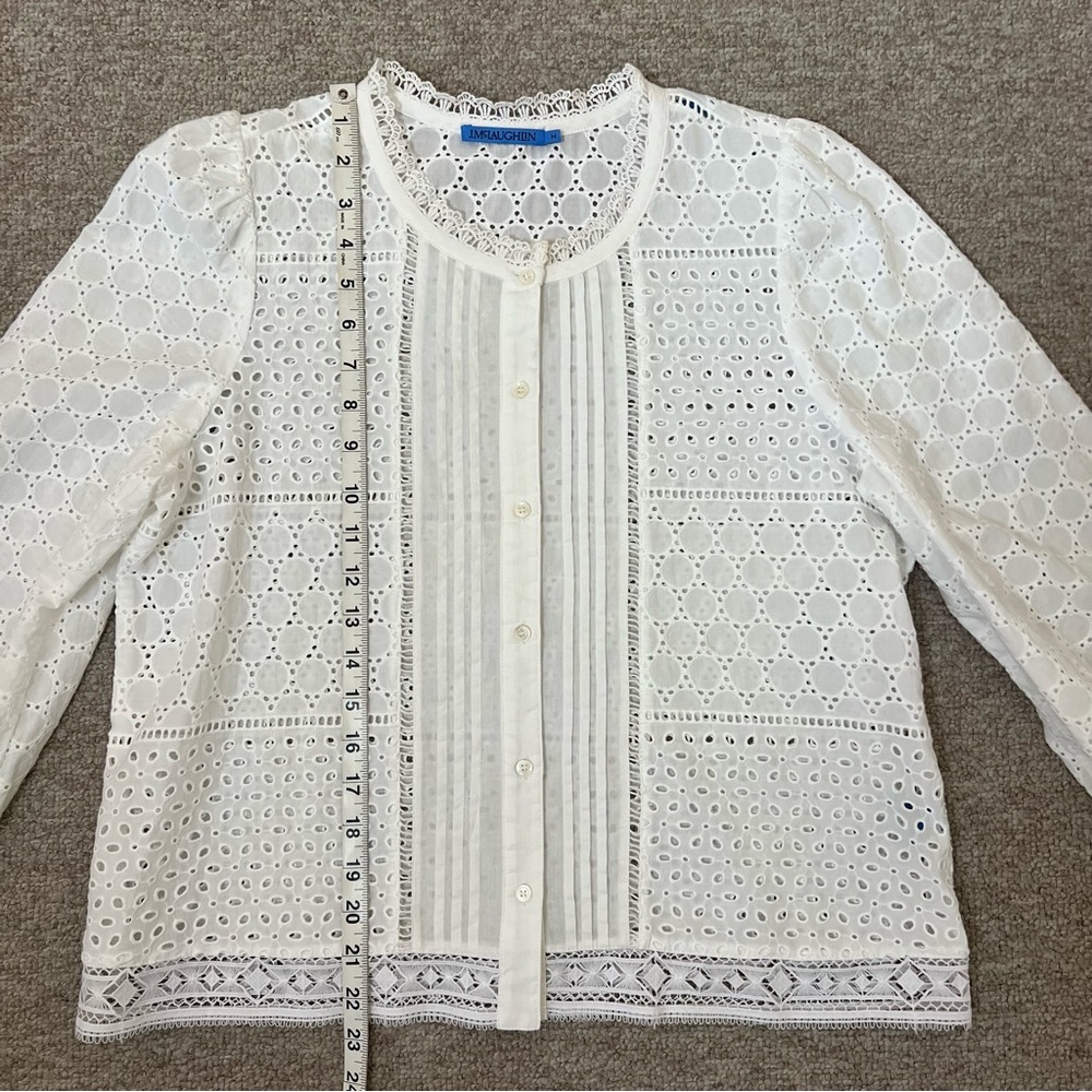 J. McLaughlin White Eyelet Button-Front Women's T… - image 4
